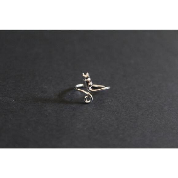 Sterling Silver Cat Ring - Adjustable Ring, Silver Cat Ring - Adjustable Ring - Picture 1 of 4